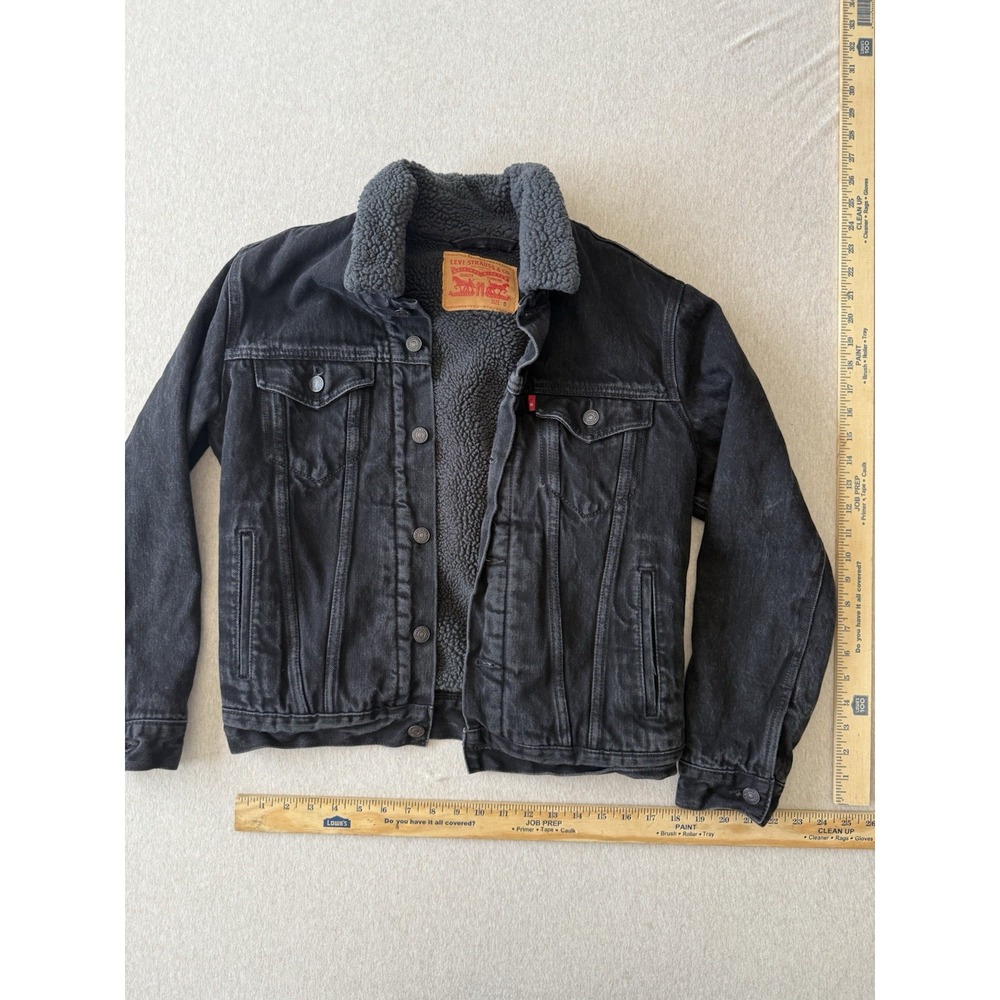 Levi's Woman's Black Small Denim Jacket With Sherpa Lining